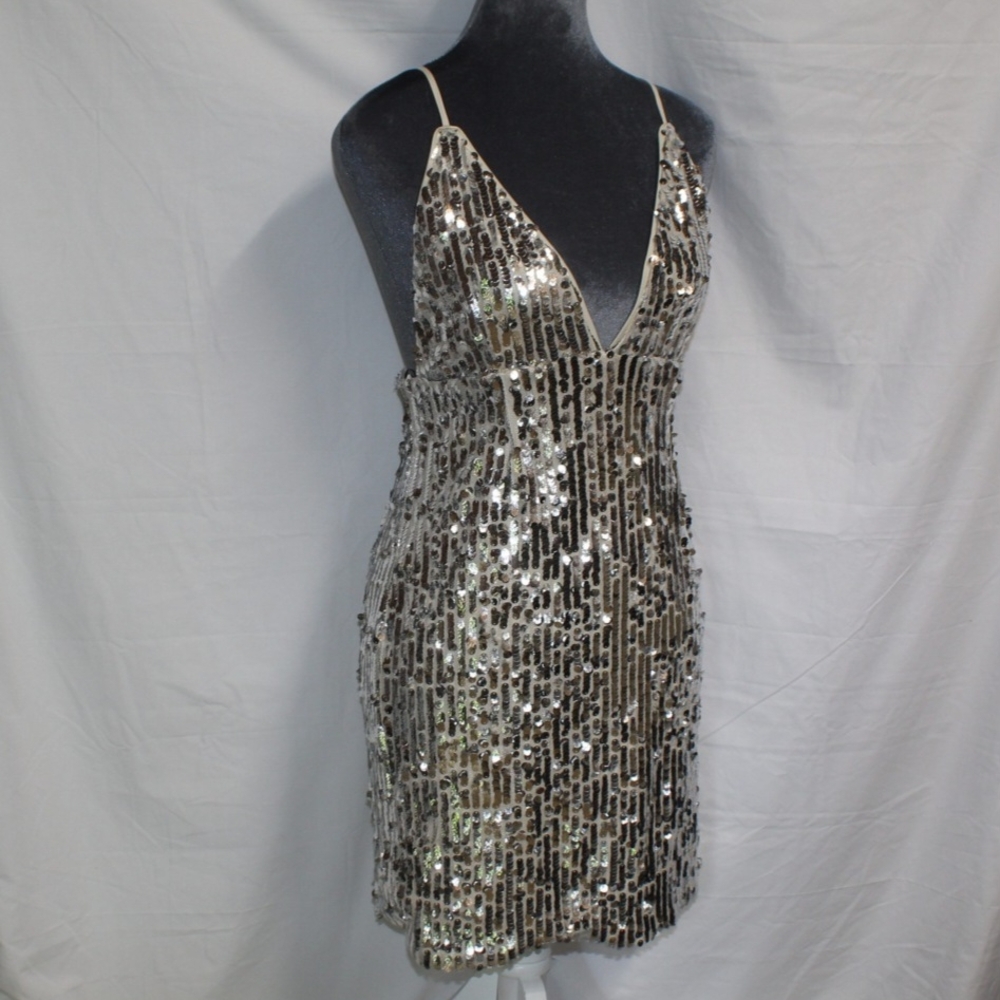 Forever 21 Silver Sequin Mini Cocktail Dress